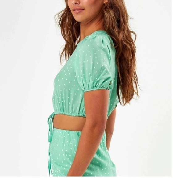 Charlie Holiday Stellar Green Polka Dot Top Size 6 - Picture 3 of 12